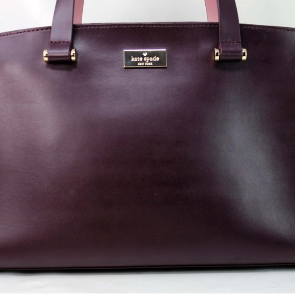 Kate Spade WKRU4198 Arbour Hill Caley Plum/Rose Leather Crossbody Bag 13x9x5"